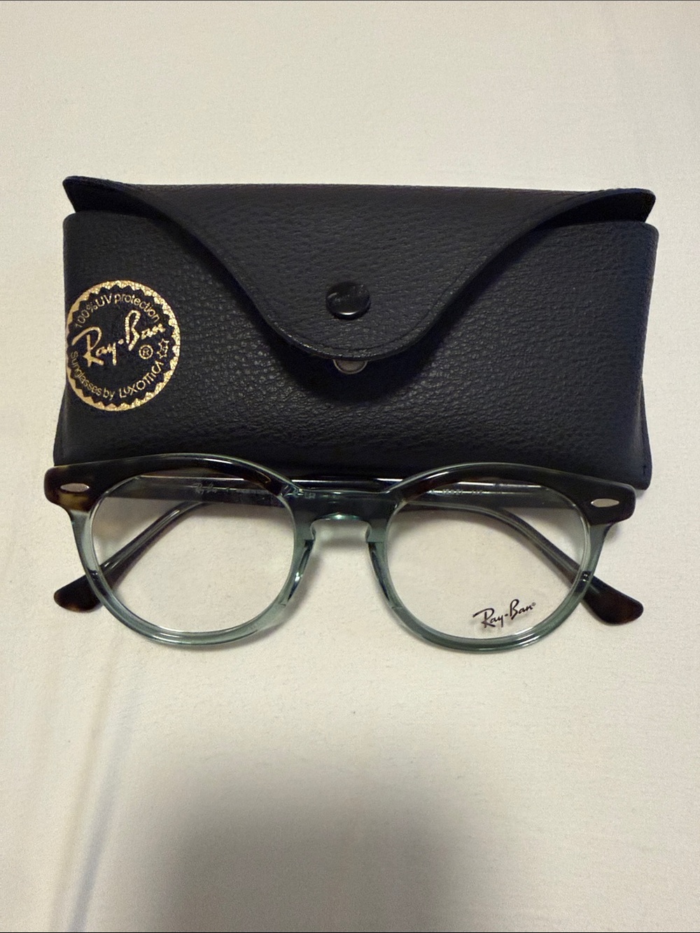 Ray-Ban Men’s Teal Gradient Round Optical Glasses with Black Case